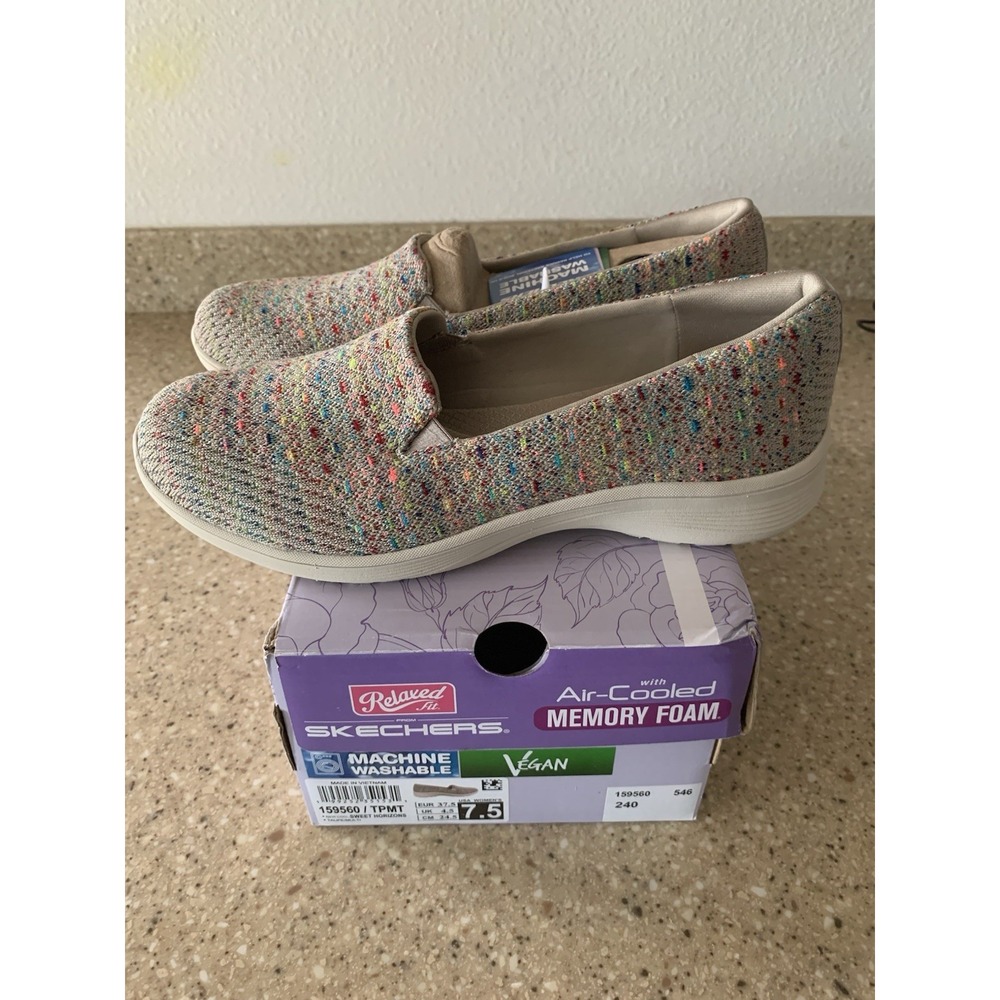 SKECHERS Women Relaxed Fit Air Cooled Memory Foam Slip on Shoes Vegan Taupe 7.5